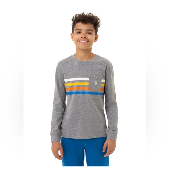 U.S. Polo Assn. Boys 👦🏻 Long Sleeve Stripe Pocket T-Shirt Sz XL(14-16) - Picture 6 of 8